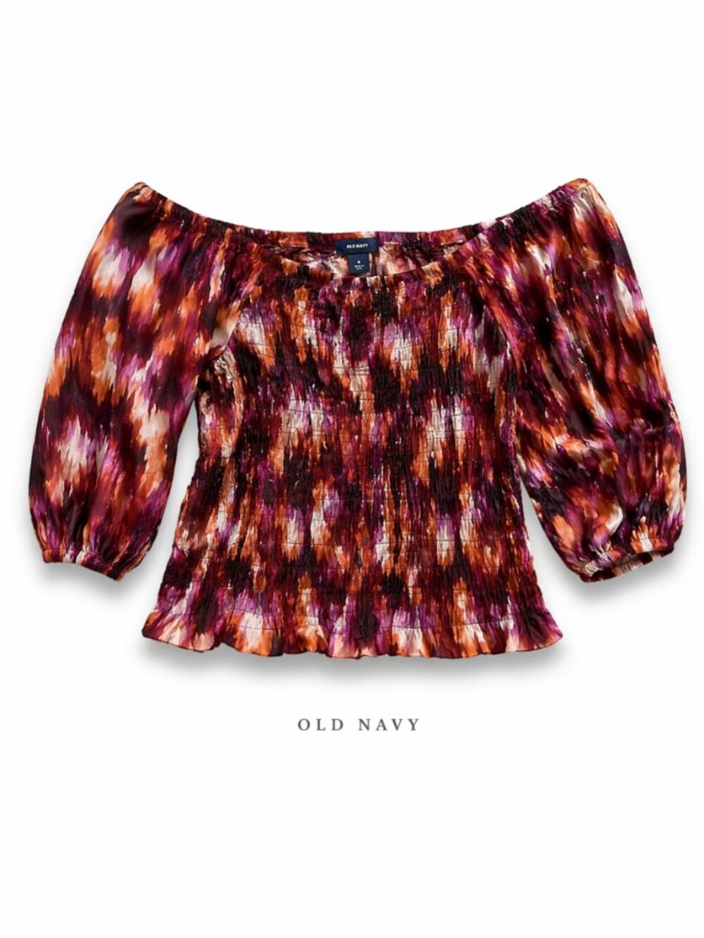 Old Navy Tie-Dye Smocked Puff Sleeve Top | Off Shoulder | XL |‎ NWOT
